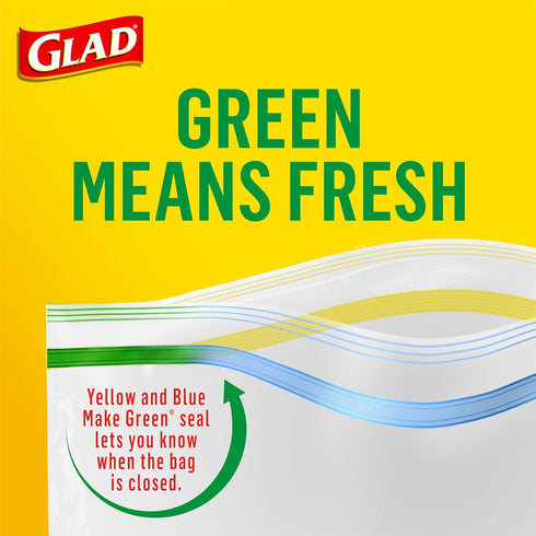 Glad Zipper Food Storage Plastic Bags - Quart - 50 Count (Packaging May Vary)