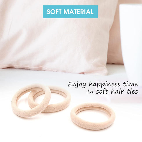 HOYOLS Soft & Stretch 1.6 Inch Elastic Hair Ties, Large Nylon Fabric Ponytail Holder Bands, 50 Pcs Light Blonde