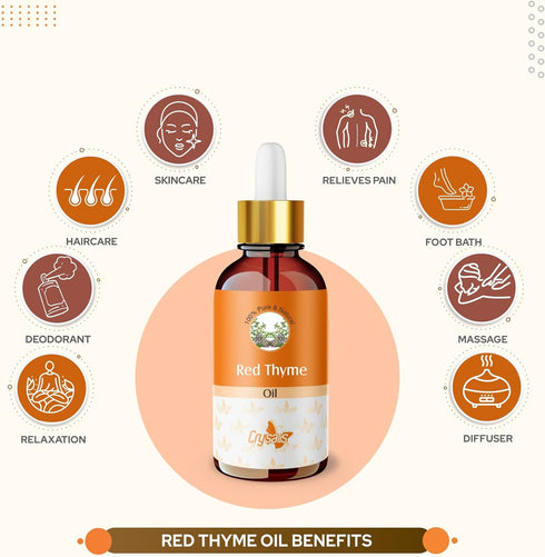 Crysalis Red Thyme Oil 15 ML - 100% Pure Natural Undiluted Essential Oil for Skin, Hair, Diffuser, Massage