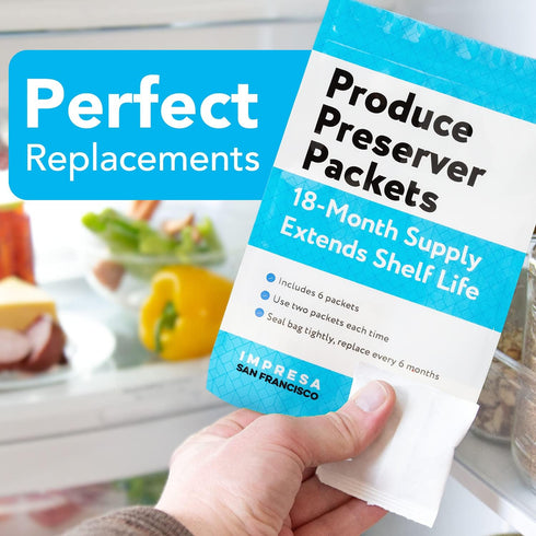 6-Pack of FreshFlow Equivalent to P1KC6R1 / W10346771A Compatible Replacement Produce Preserver Packets by Impresa
