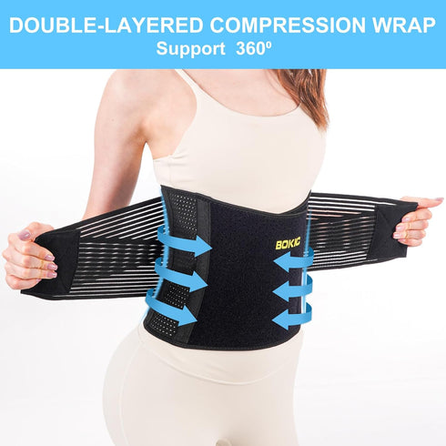 Back Support Belt for Women and Men - Lower Back Brace, Pain Relief for Scoliosis, Sciatica, Herniated Disc, Black-XXL