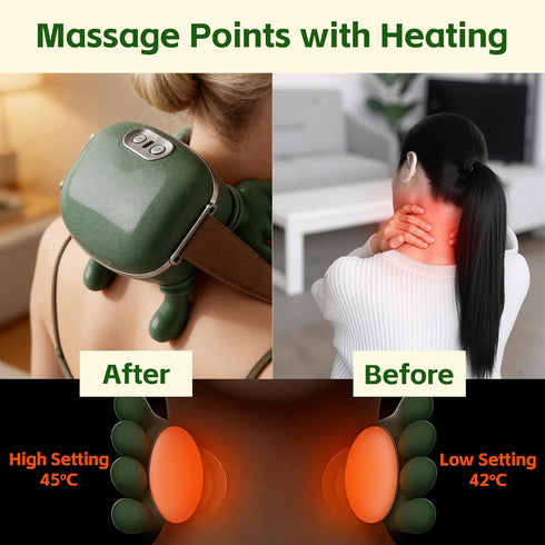 seektik 2026 4D Premium Back and Neck Massager with Heat, Simulated Human Hand Design Shoulder Massage Kneading