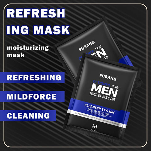 5 Pcs Men's Facial Sheet Mask, Hydrating Skincare Gift Set for Men, Moisturizing Soothing Facial Masks