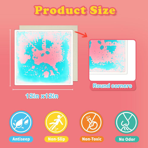 Kids:1 12x12 Inch Sensory Tiles Floor Mats for Piece Liquid Active Color-Changing Pads with Anti-Slip Base Leakproof