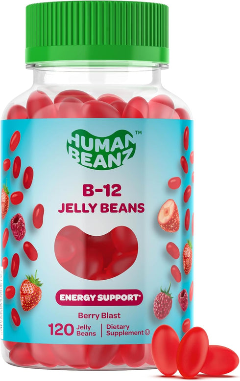 Methylated Vitamin B12 Jelly Bean Gummies for Adults, 120 Jelly Beans, Brain Health and Energy Booster