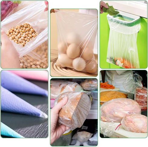 MBLABEL 10" 14" 2 (800 X Clear Plastic Produce Bags, Rolls Food Storage Bags, Plastic Produce Bags Roll for Bread