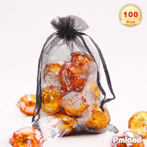 PMLAND 100 Pcs Organza Mesh Drawstring Bags, 4 x 6 Inches for Jewelry Party Favors