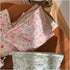 Quilted Floral Cotton Makeup Pouch, Coquette Cosmetic Bag for Women and Girls, Aesthetic Organizer Bag (01 Pink Little