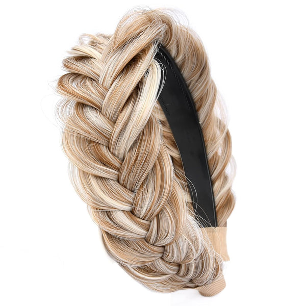 Wide Messy Braided Headband with Teeth, Synthetic Hair Plaited Headband, High Elasticity Braids for Girls & Women