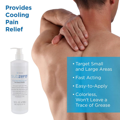 Sub Zero Cooling Pain Relief Gel, 16oz Bottle with Pump - Joint and Nerve Pain Relief Cream