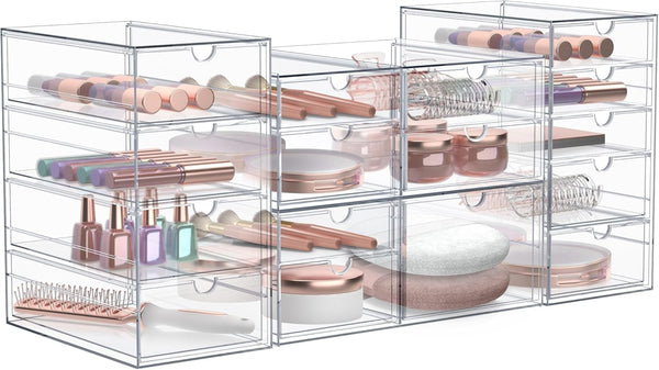 Sorbus Makeup Organizer with 16 Drawers, Clear Acrylic Drawer Organizer for Makeup, Office, Jewelry, Art Supplies