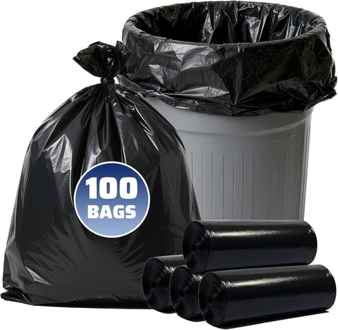 Zokaitwy 40-45 Gallon Trash Bags 100 Count, 21 Micron HDPE, Durable & Tear-Resistant