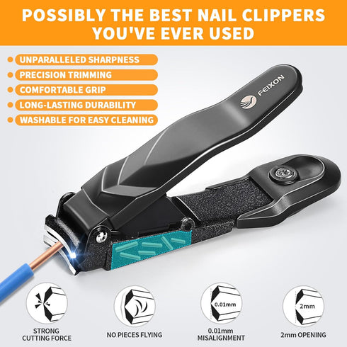 Nail Clippers for Men and Women - Heavy Duty No Splash Ultra Sharp Fingernail and Toenail Clippers with Nano Nail File