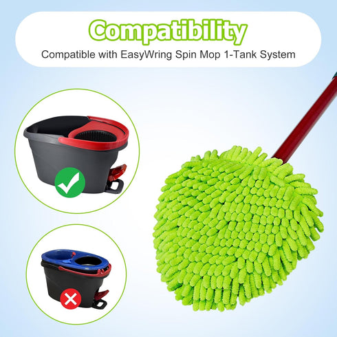 Mop Heads Replacements for O-cedar Easy Wring 1-Tank System, 4 Pack Reusable Spin Mop Replacement Heads