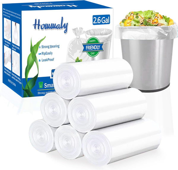 2.6 Gallon Clear Trash Can Liners, 300 Counts, Extra Strong Garbage Bags for 10 Liters Trash Bin
