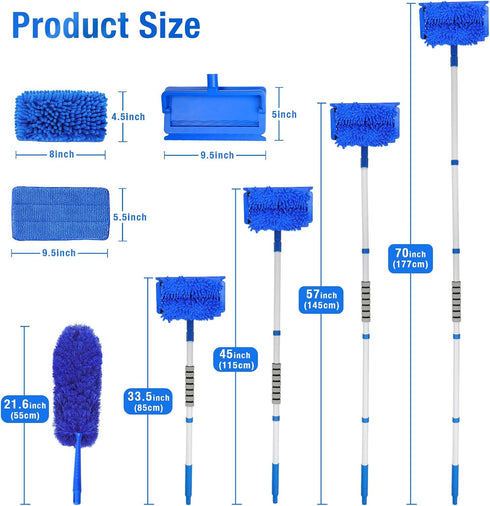 LIYFUHY 72" 4 Ceiling Fan Cleaner Duster with Extension Pole & Reusable Pads, High Ceiling Fan Blade Cleaning Tool