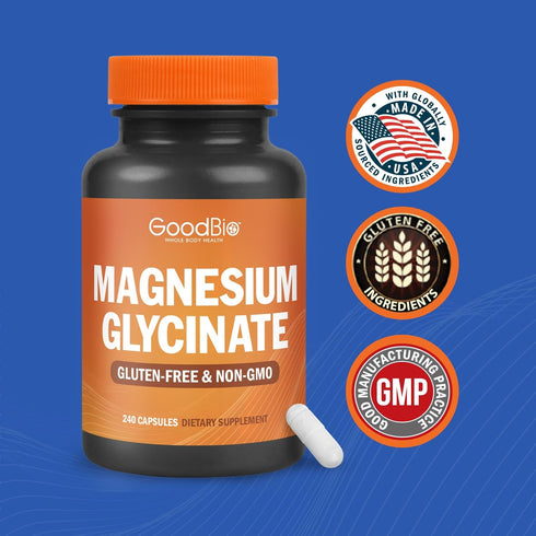 Magnesium Glycinate 500mg Capsules - 240 Count | High Absorption Magnesium Supplement for Stress Relief & Sleep