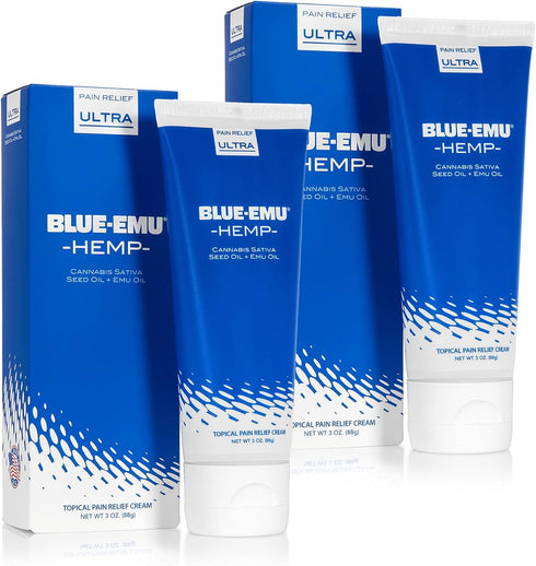 Blue Emu Hemp Cream for Muscle and Joint Pain Relief, Maximum Support, Odor-Free, 2 Pack 3oz