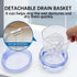 No Leak Partial Denture Case, Retainer Bath Box with Strainer Basket and Brush, Transparent Blue for False Teeth