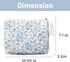 Makeup Bag Large Travel Quilted Cosmetic Makeup Bag Organizer, Floral Cotton Coquette Aesthetic Toiletry Bag for Women Girls (Blue Floral)