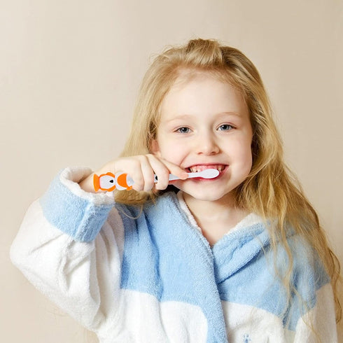 Newday Kids Toothbrushes, 6 Pack Set with Soft Bristles and Suction Cup, Includes Travel Covers, Bear Panda Design