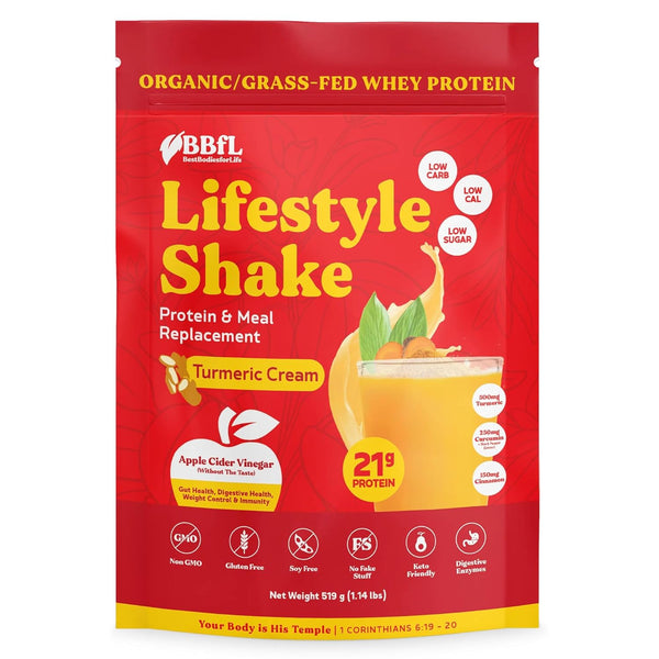 Best Bodies for Life Meal Replacement Powder - 15g Organic Grass Fed Whey Protein Shake with a Shot of Apple Cider