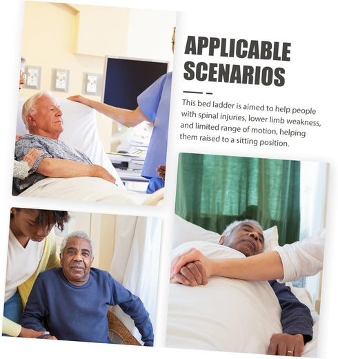 SECFOU Adjustable Bed Ladder for Elderly and Disabled Easy to Install Patient Pull up Strap Support Straps for Safe