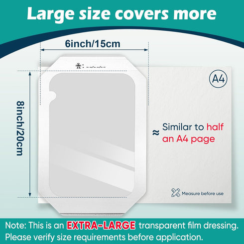 YHOVID 30 Packs 6'' 8'' Swimming, Transparent Film Dressing x - Waterproof Bandages for Showering, Wounds, Post