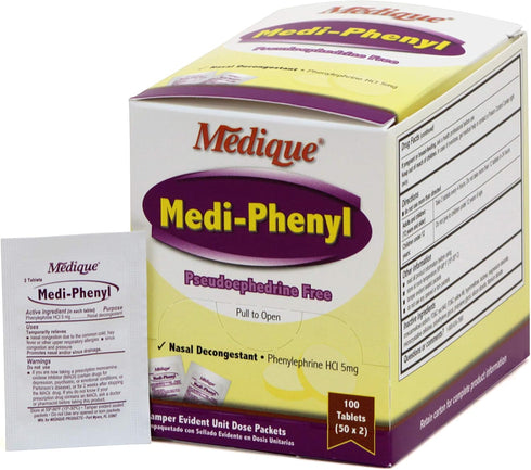 Medique Products 20533 Medi-Phenyl Nasal Decongestant Tablets, 50-Packets of 2