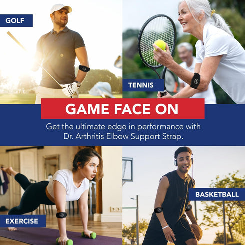 Tennis Elbow Brace & Adjustable Arm Band Support – Pain Relief for Tendonitis, Comfy Removable Arm Wrap (Single, Black)