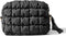 Quilted Makeup Bag, Travel Toiletry Bag for Women, Cute Black Puffer Makeup Organizer