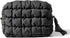 Quilted Makeup Bag, Travel Toiletry Bag for Women, Cute Black Puffer Makeup Organizer