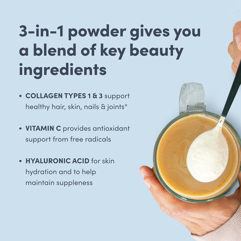 NeoCell Super Collagen Powder, Collagen Plus with Vitamin C & Hyaluronic Acid, Supports Healthy Hair, Skin & Nails, 12g