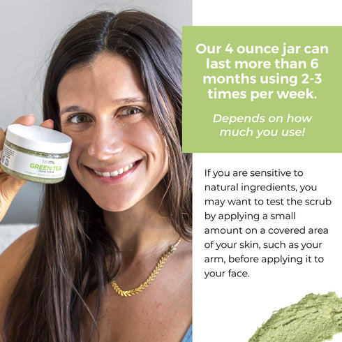 Teami Matcha Green Tea Facial Scrub, Hydrating, Moisturizing, and Exfoliating, Organic Face Exfoliator