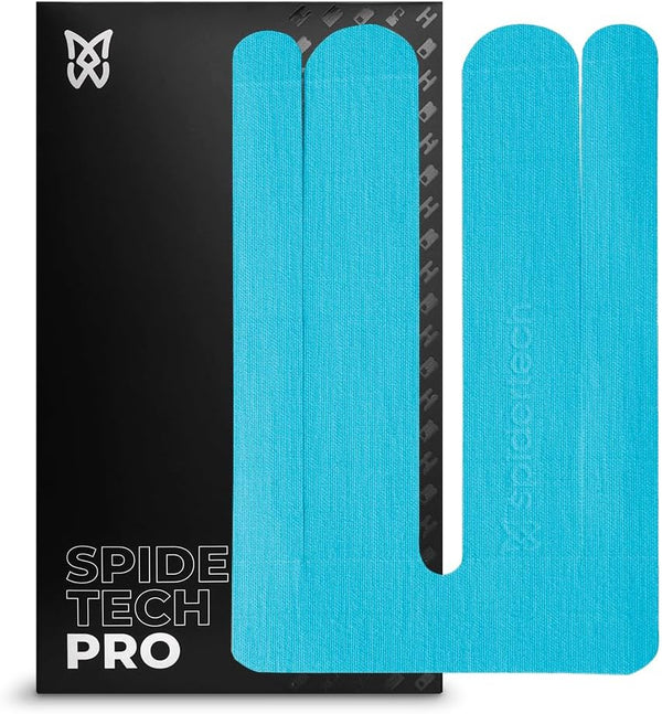 Spidertech Pre-Cut Kinesiology Tape for Lower Back Pain Relief, Support for Athletes, Blue (4 Pack)