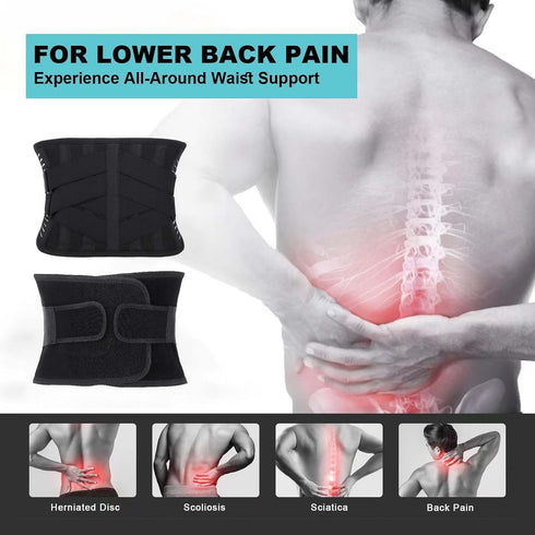 Back Brace for Lower Back Pain Relief - Anti-skid Lumbar Support Belt with Mesh for Women Men, Adjustable Lumbar