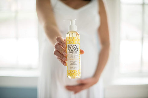 Body Boost 8oz Milk & Honey Stretch Mark Oil - Safe for Pregnancy and Nursing, Scars