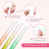 Maitys 6 Pieces Glass Cuticle Pusher Set with Double Sided Crystal Nail Files for Precision Manicure Pedicure (Pink,