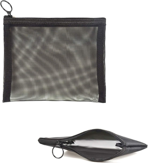 patu Zipper Mesh Bags, Size L/A5, 5 Pieces, Black Beauty Makeup Cosmetic Organizer, Travel Toiletry Kit