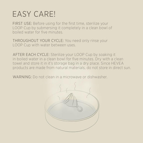 Single-Pack 2 100% 12 Hevea Loop Menstrual Cup Size (Natural), Made from Natural Rubber - Softest Period Cup - Wear