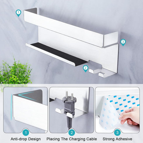 Hair Dryer Holder Wall Mount for Curling Iron Attachment Organizers and Storage, Adhesive Hair Dryer and Curling Iron