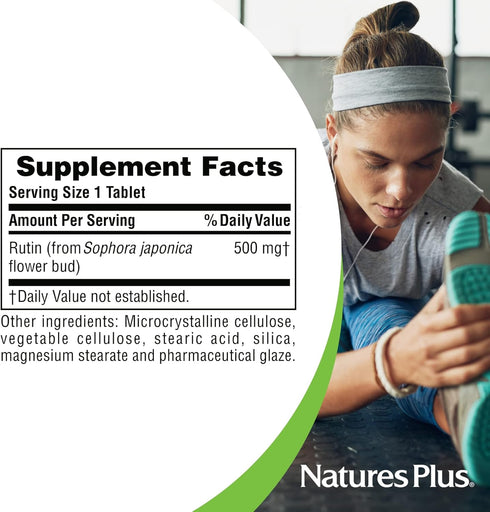 NaturesPlus Rutin 500 mg, 60 Vegetarian Tablets, Antioxidant for Vascular & Blood Health