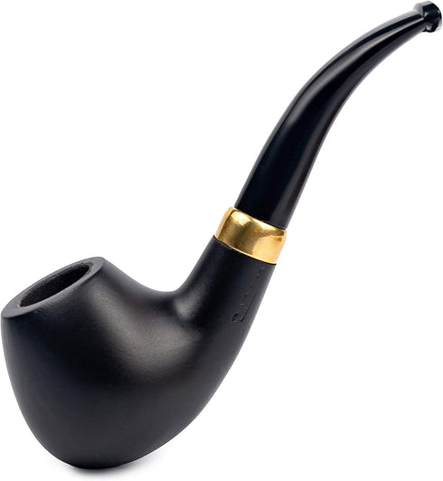 Dr. Watson Tobacco Pipe, Classic Bent Dublin Shape, Fits 9mm Filter, Comes with Pouch, Boxed (Black)