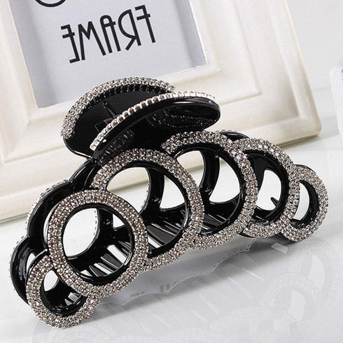 Large Rhinestones Jaw Clips, Strong Hair Claw Clips for Women, Hair Accessories in Black and White