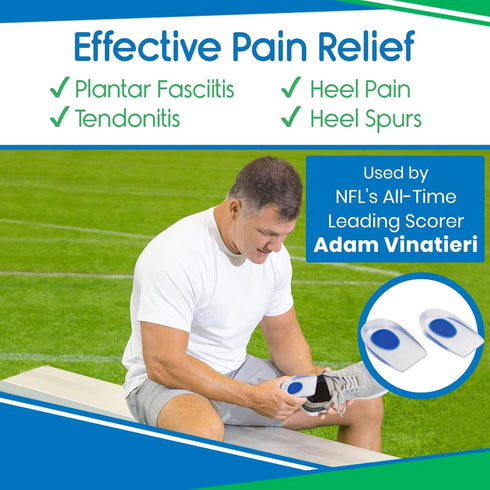 Heel Cups for Heel Pain Relief (3 Pairs) - Gel Cushion Inserts for Achilles Tendonitis, Plantar Fasciitis