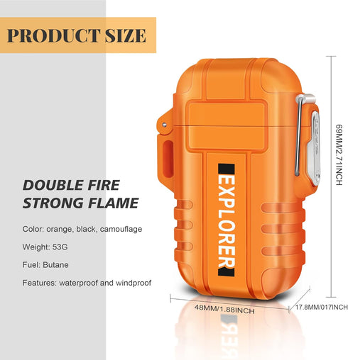 Torch Lighter, Double Jet Flame, Waterproof and Windproof Butane Gas Lighter for Survival, Camping, Hiking, Grill