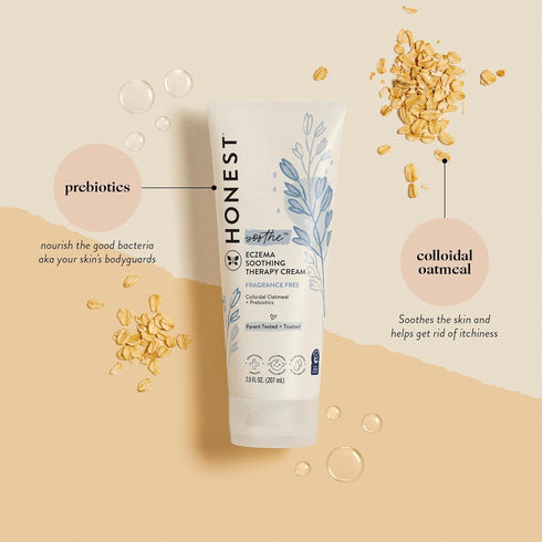 The Honest Company Eczema Soothing Therapy Cream + Skin Protectant | Naturally Derived, Gentle for Baby | Prebiotics, Colloidal Oatmeal | 7 oz