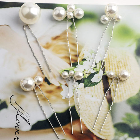 Wedding Pearl Hair Pins (12 PCS), U Shaped Hair Accessories for Bridal Women in Silver