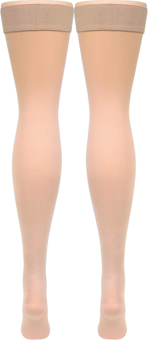 Truform Women's Compression Stockings, 15-20 mmHg, Thigh High Length, Closed Toe, Opaque, Beige, X-Large