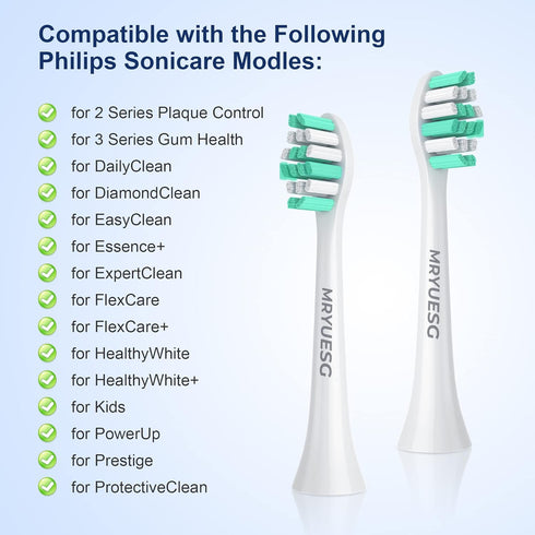 MRYUESG 10 Pack, Toothbrush Replacement Heads Compatible with Philips Sonicare, Electric Brush Head for Phillips Plaque
